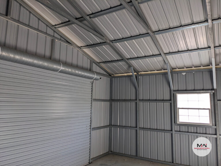 Metal Garage with Vertical Siding Interior